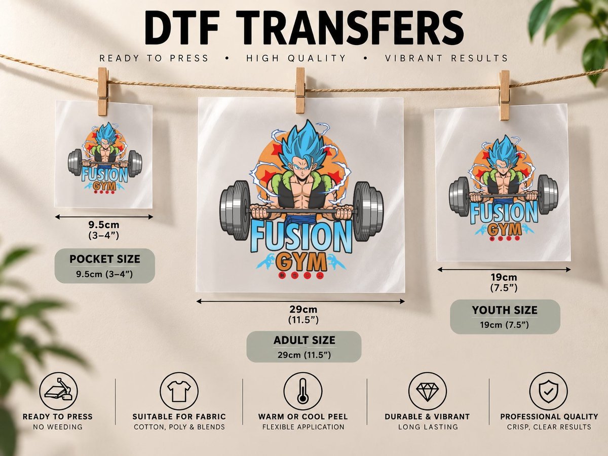 Super Saiyan Gogeta Anime Manga Fusion Gym Lifting DTF Transfer Iron On