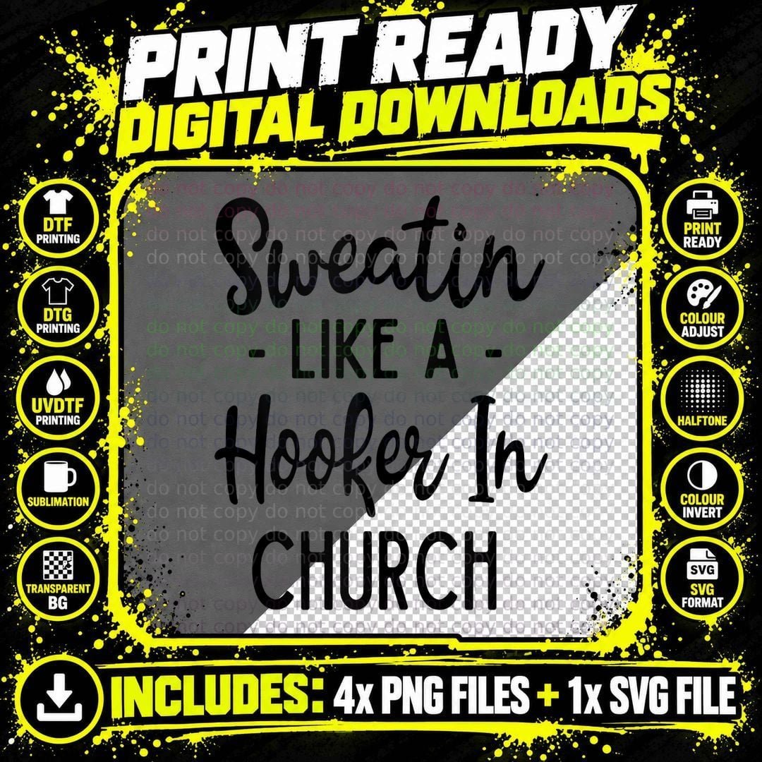 Sweating Like a Hooker in Church Gym Yoga Workout T-Shirt Png SVG Digital Bundle