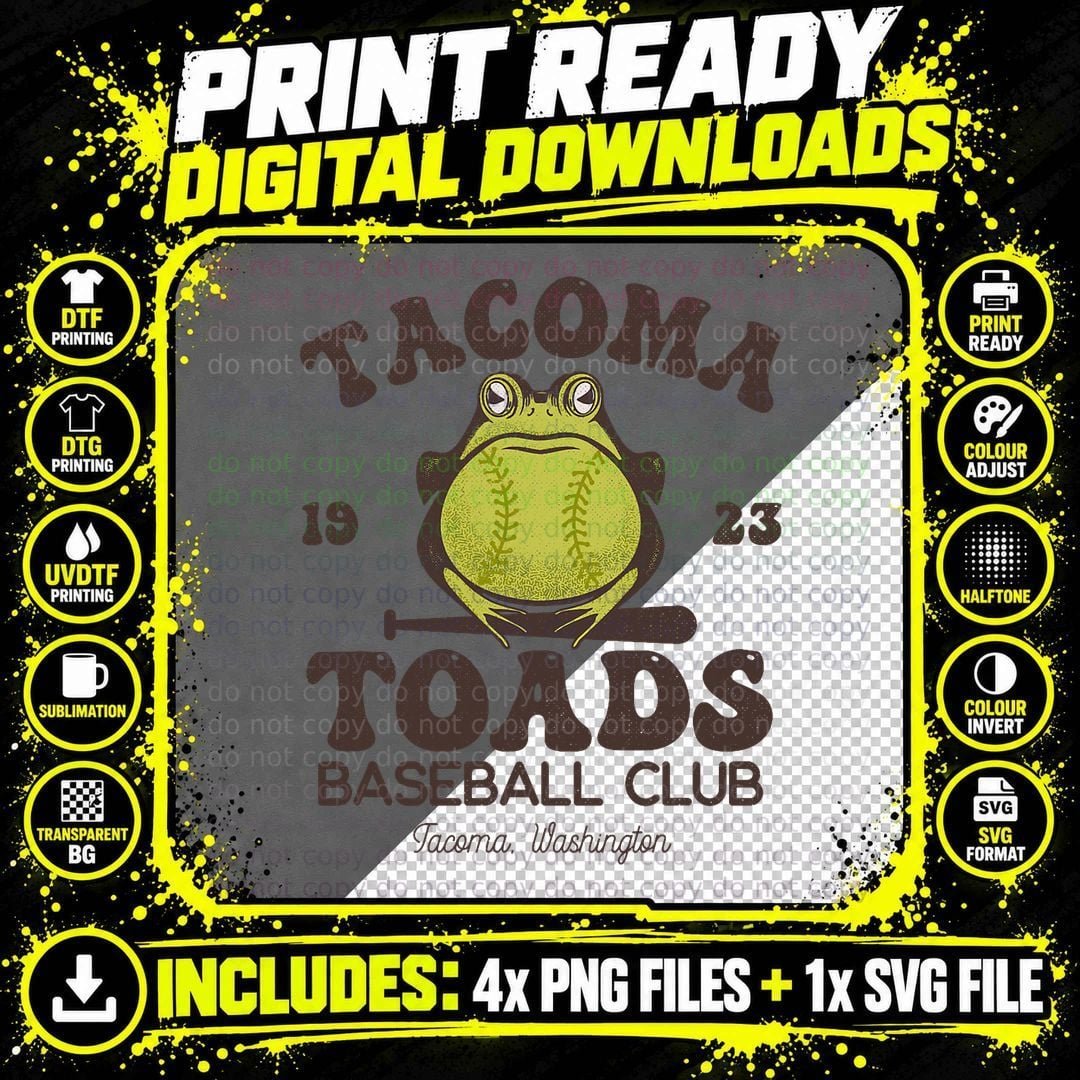 Tacoma Toads Baseball Retro Minor League Baseball Team Png SVG Digital Bundle