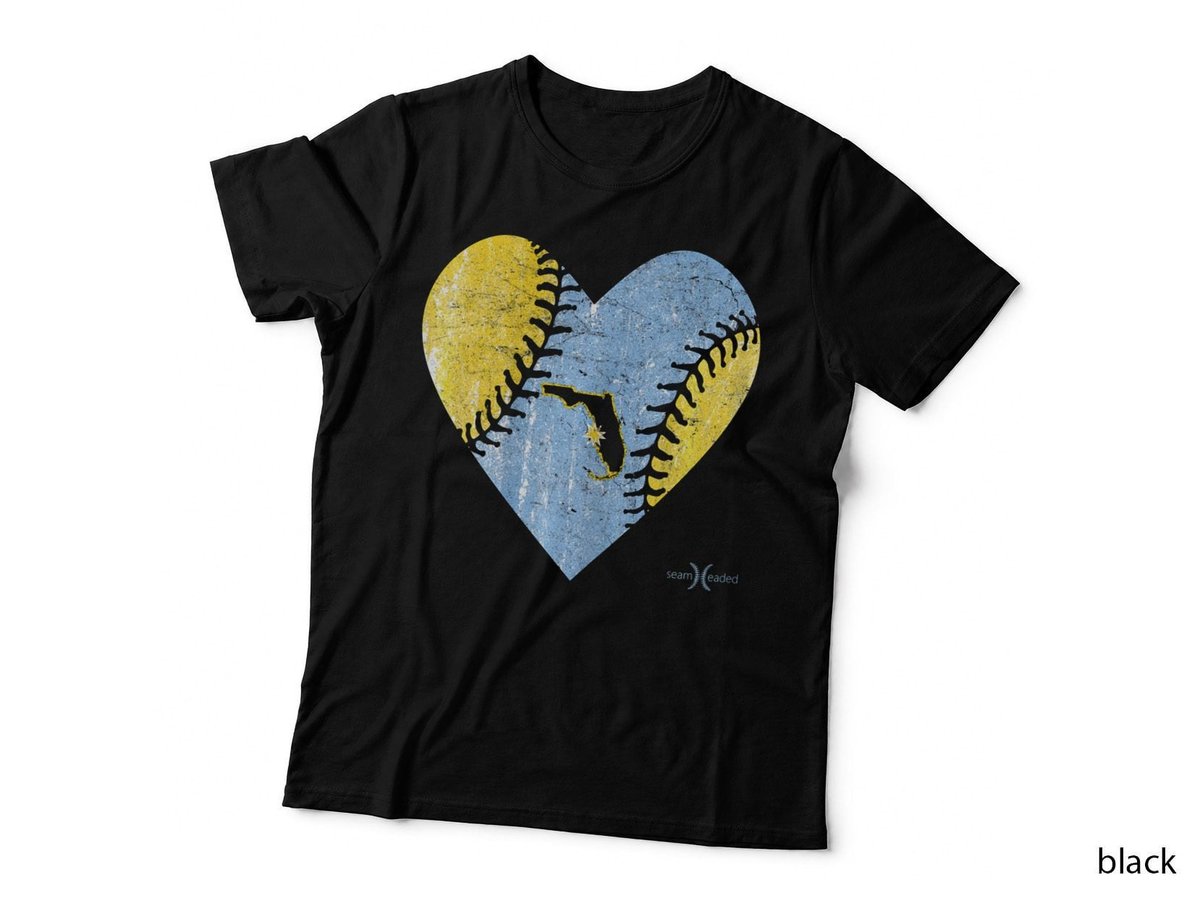 Tampa Bay Baseball Heart with Sun Ray Map of Florida T-Shirt