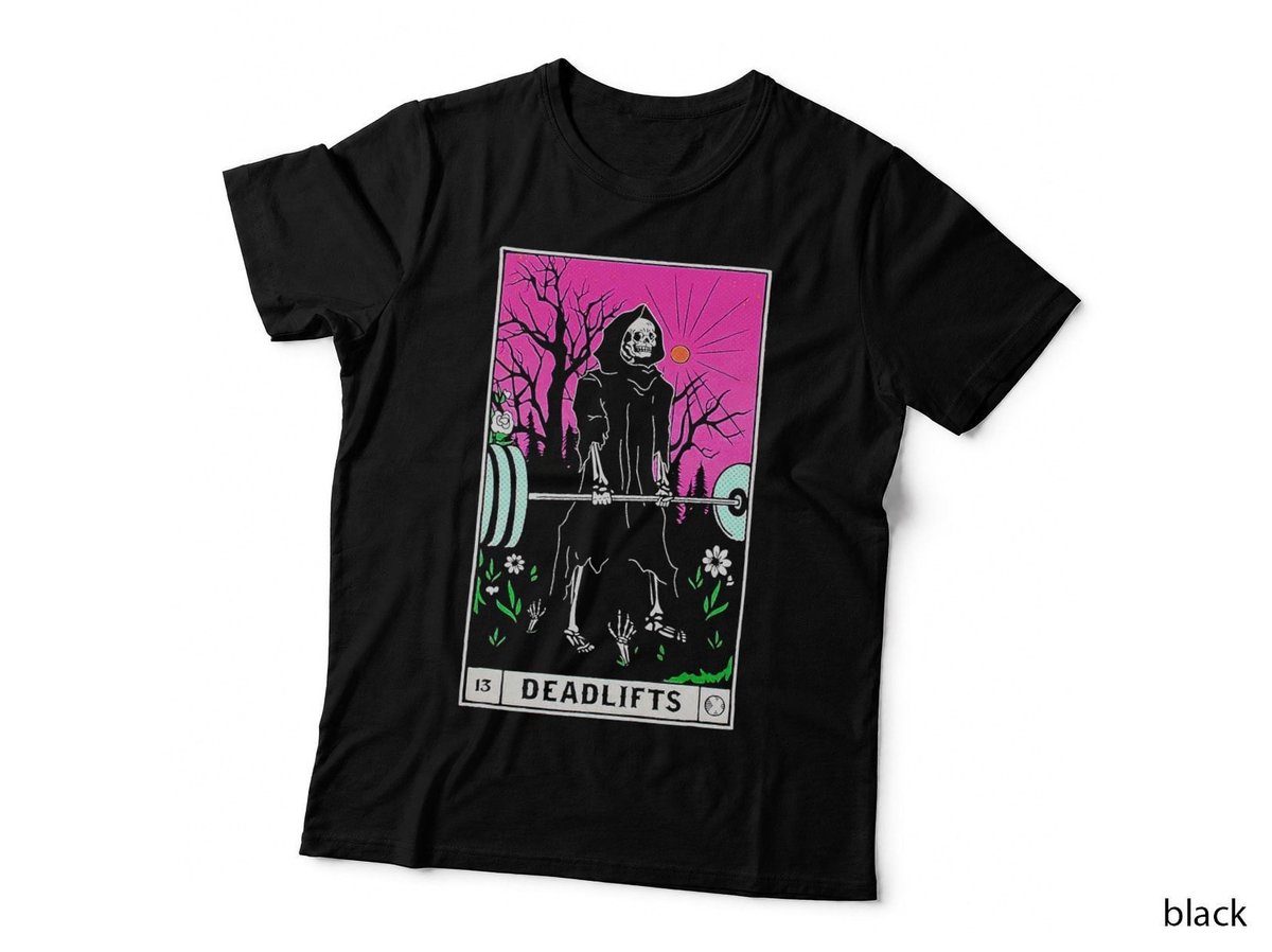 Tarot Card Funny Gym Deadlifts Workout Occult Reading Reader T-Shirt Copy