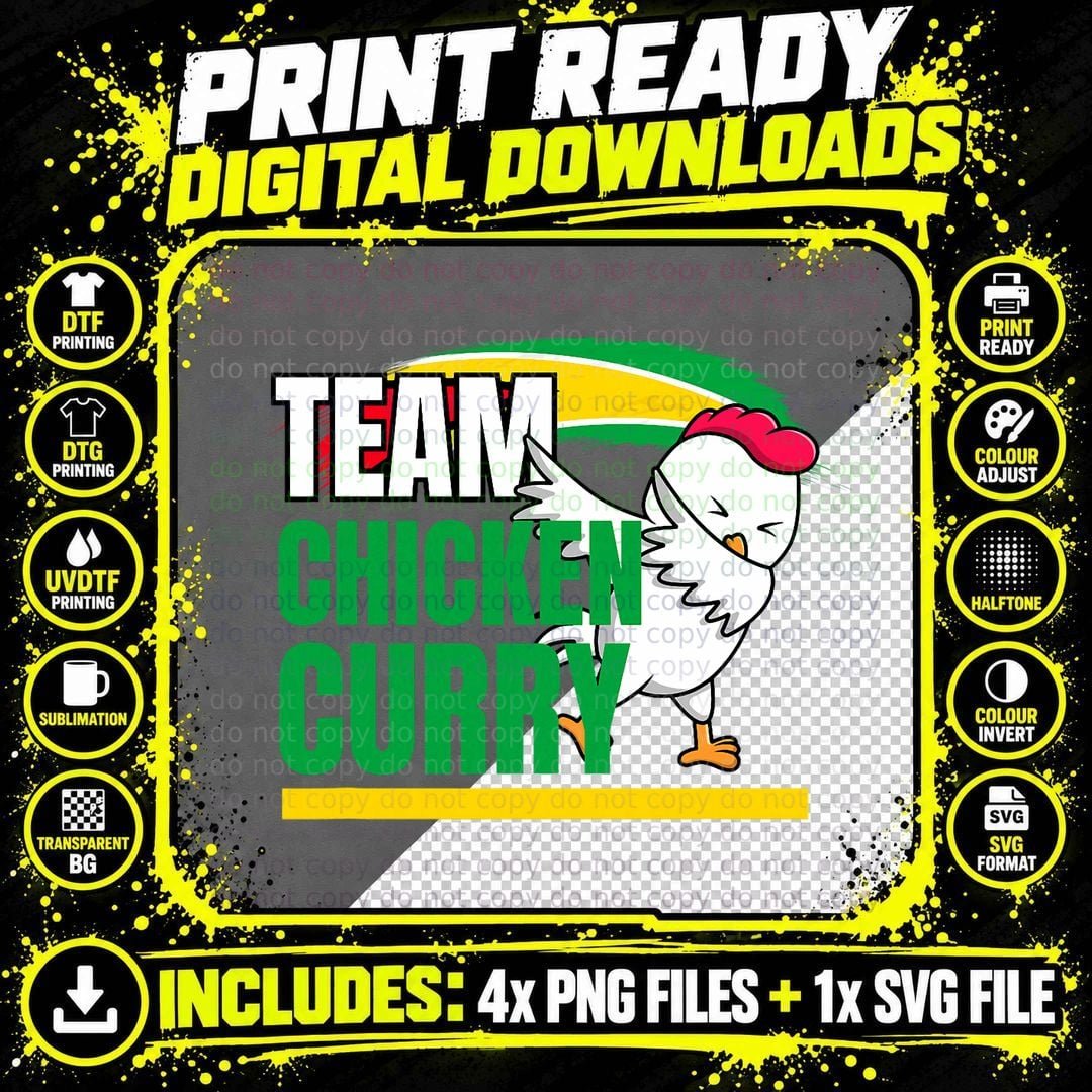 Team Chicken Curry - Guyana and Trinidad Patriotic Png SVG Digital Bundle