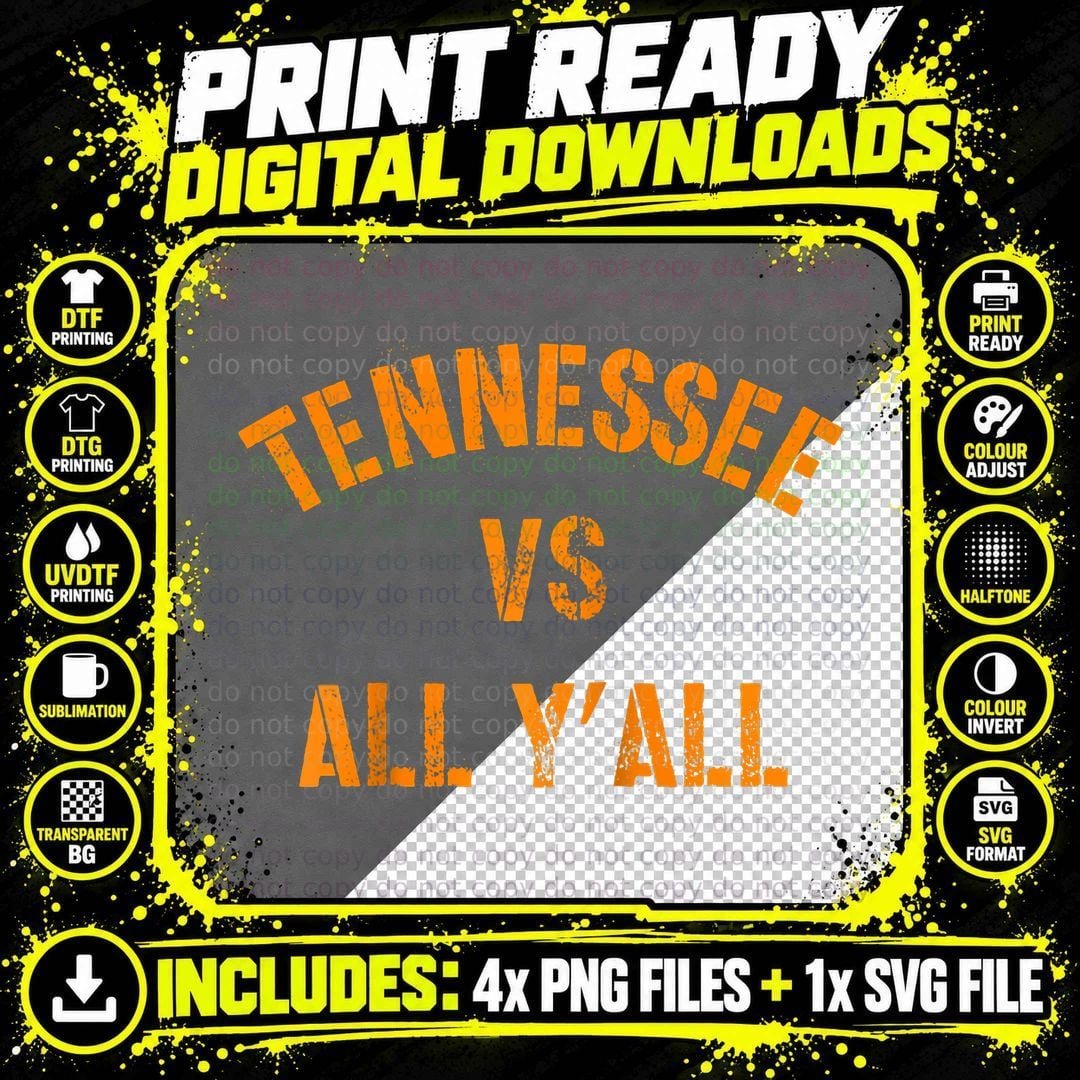 Tennessee Football VS All Yall Knoxville T-Shirt Png SVG Digital Bundle