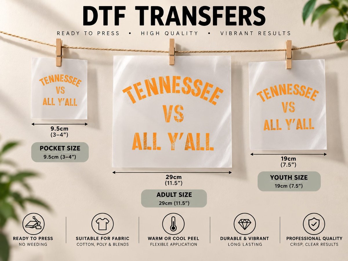 Tennessee Football VS All Yall Knoxville DTF Transfer Iron On