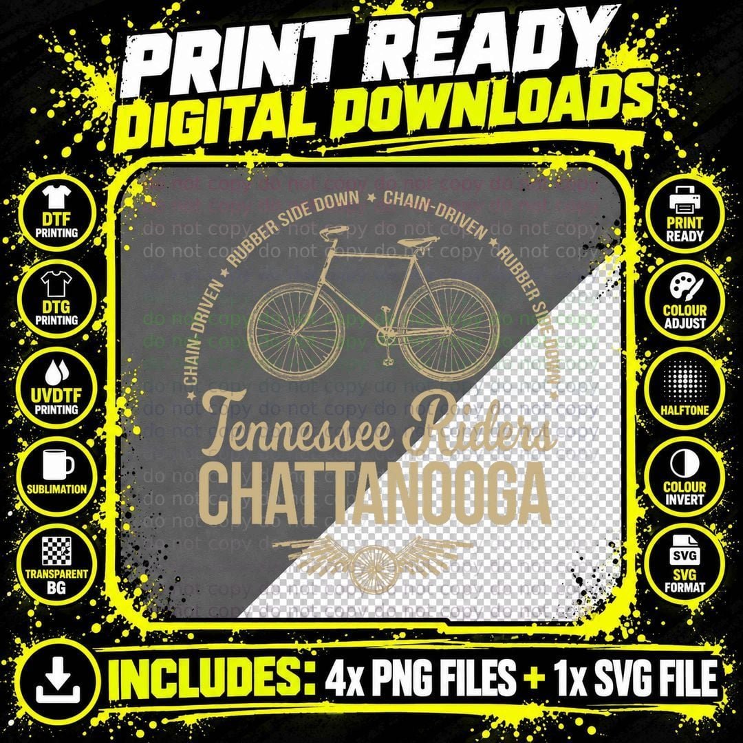 Tennessee Riders - Chattanooga Bicycle Cycling T-Shirt Png SVG Digital Bundle
