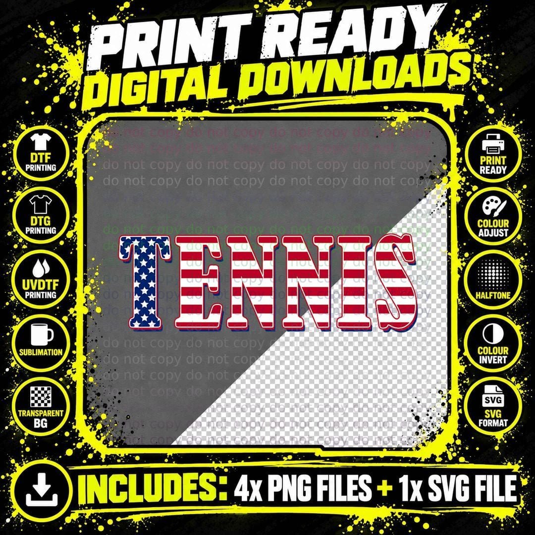 Tennis American Flag - Tennis T-Shirt Png SVG Digital Bundle