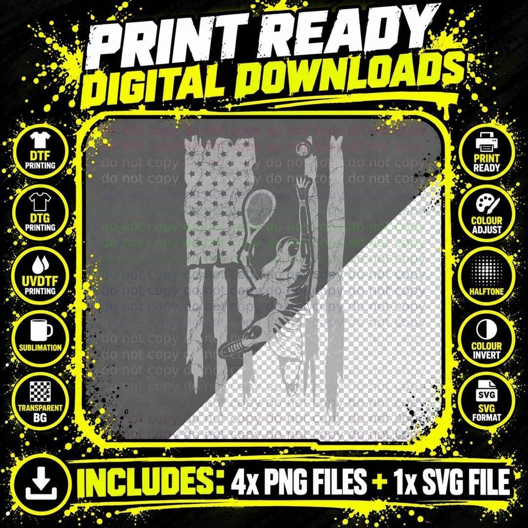 Tennis Player American Flag T-Shirt Png SVG Digital Bundle