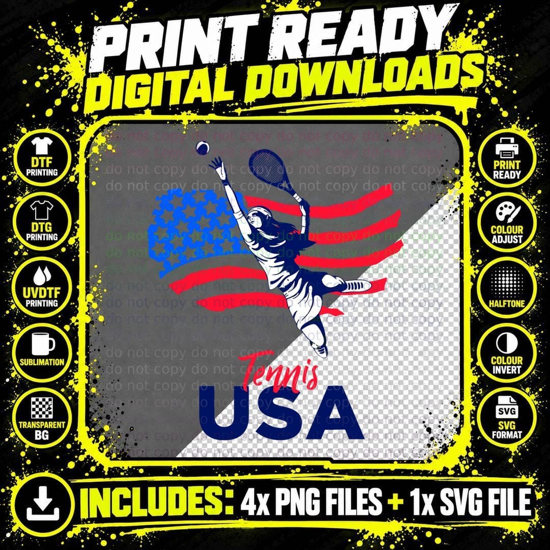 Tennis in the USA Support the Team Shirt USA Plays Png SVG Digital Bundle
