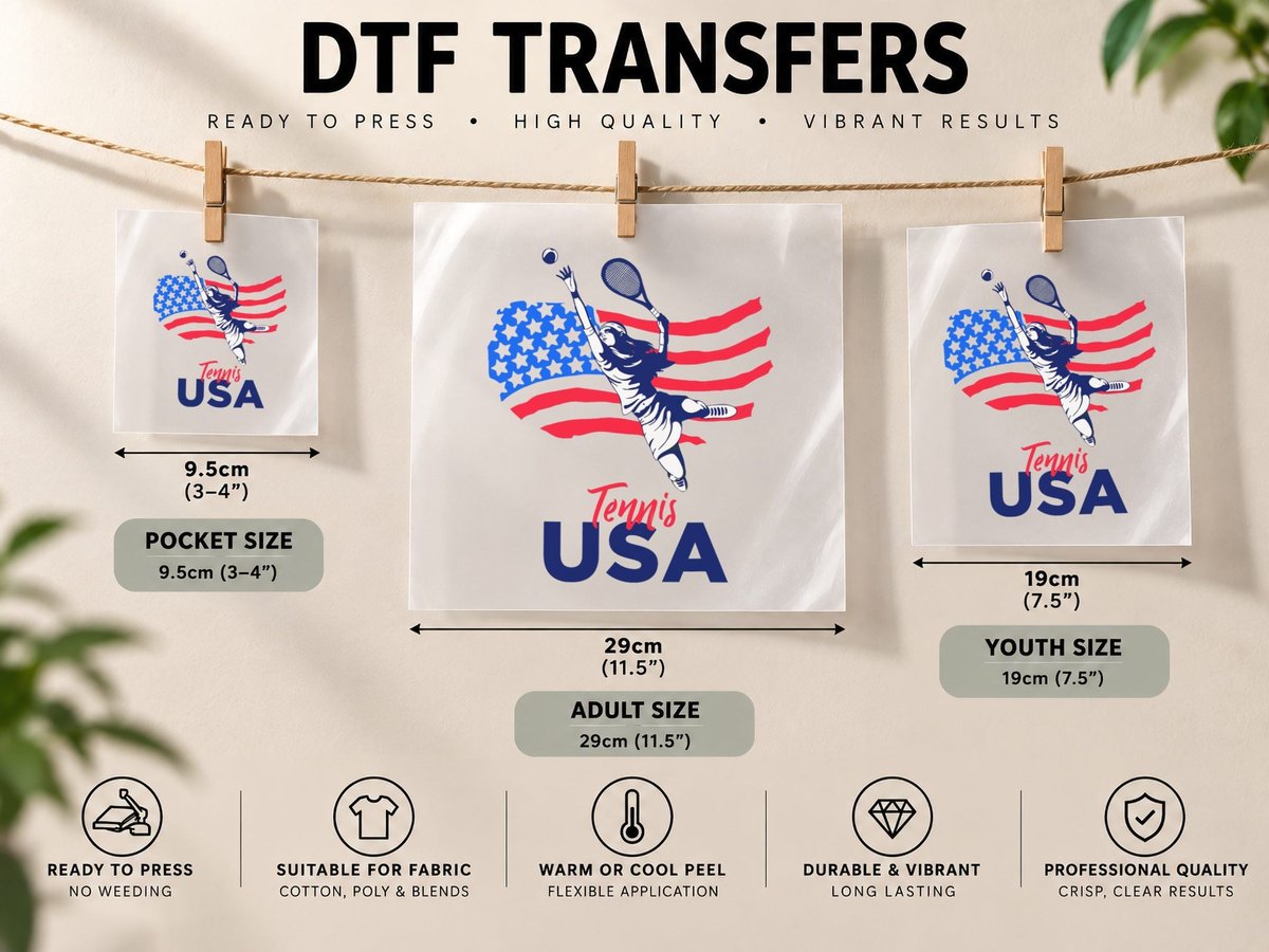Tennis in the USA Support the Team USA Plays Tennis DTF Transfer Iron On