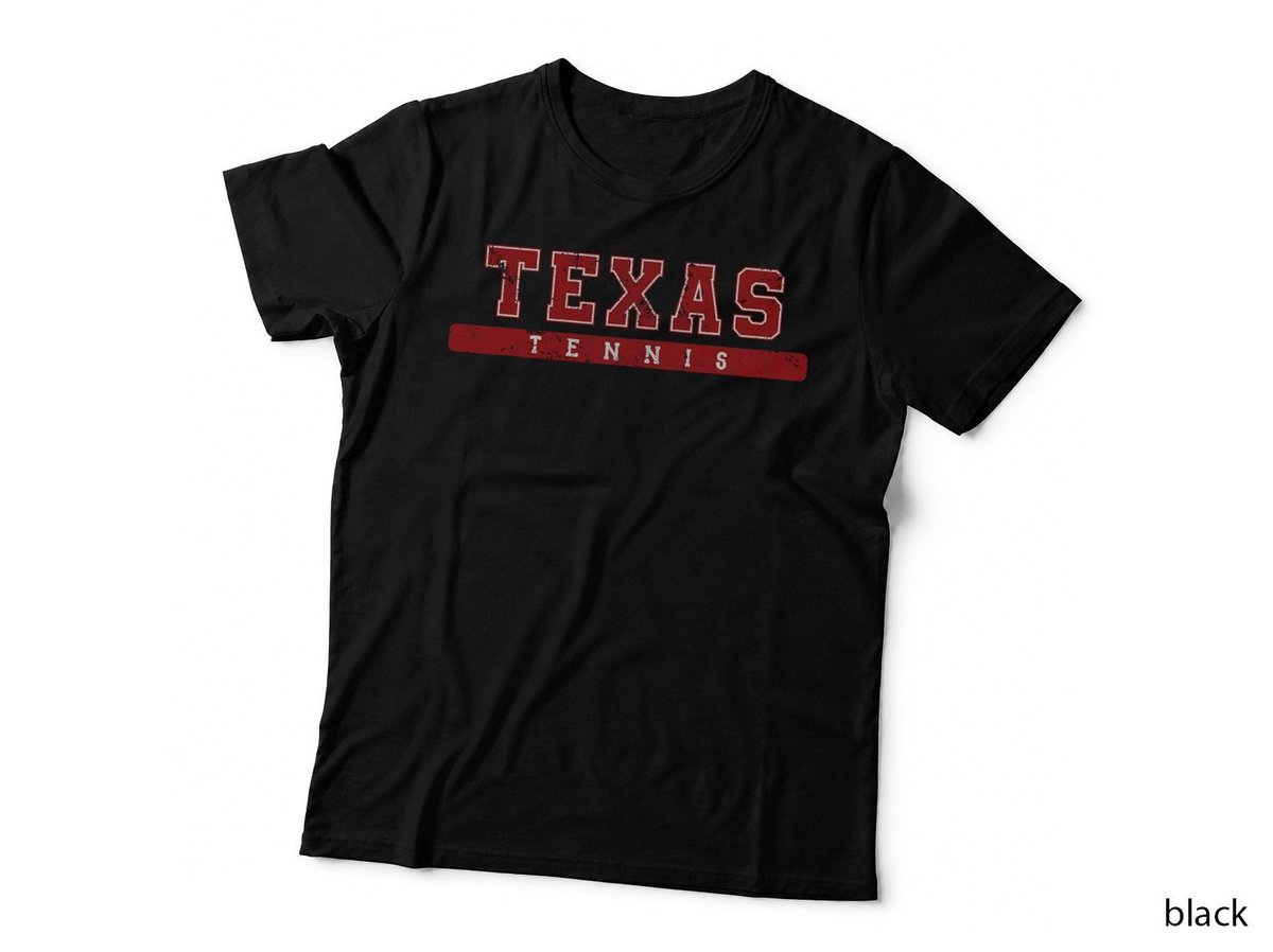 Texas Tennis Red Vintage Text T-Shirt
