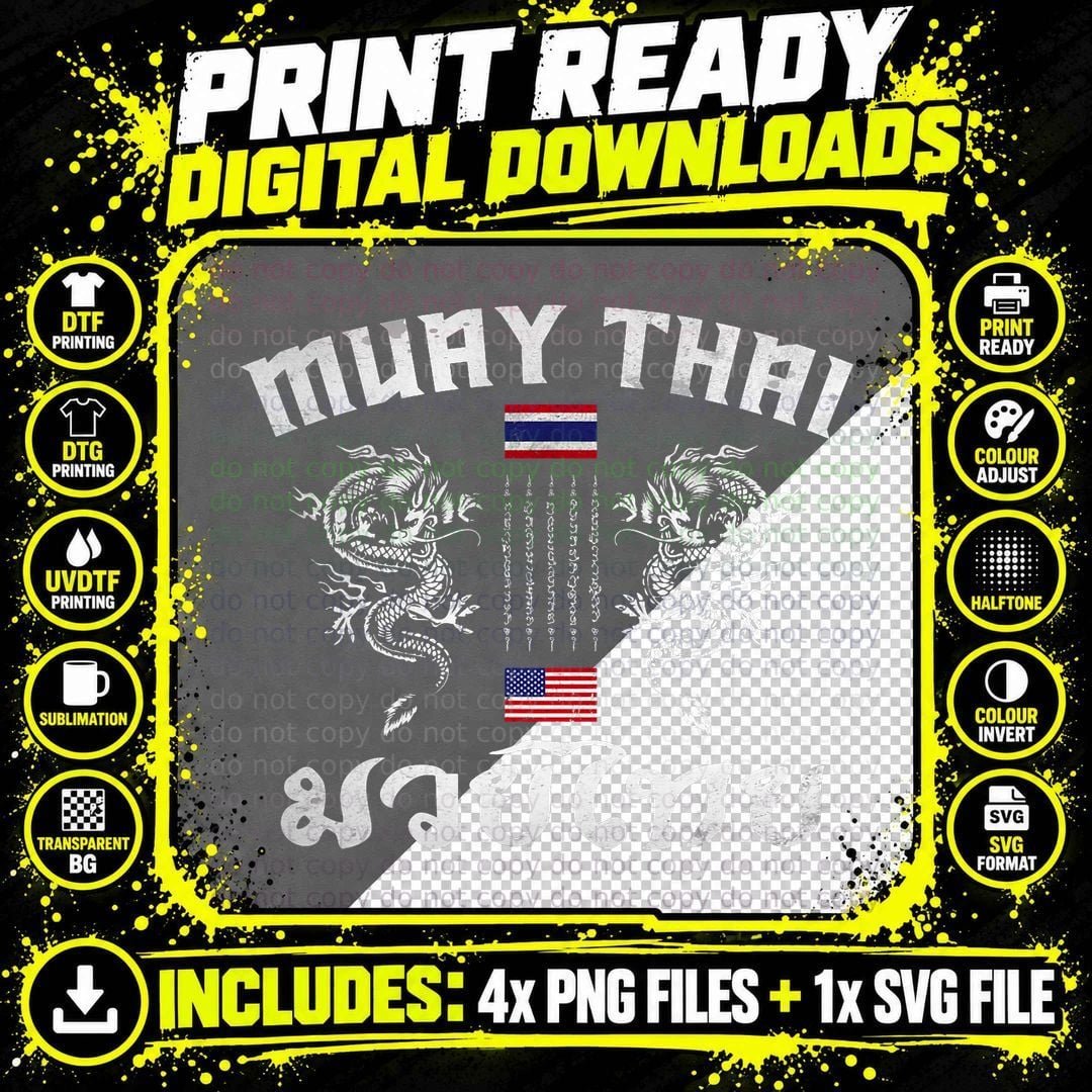 Thailand American Flag Muay Thai Boxing Training Png SVG Digital Bundle