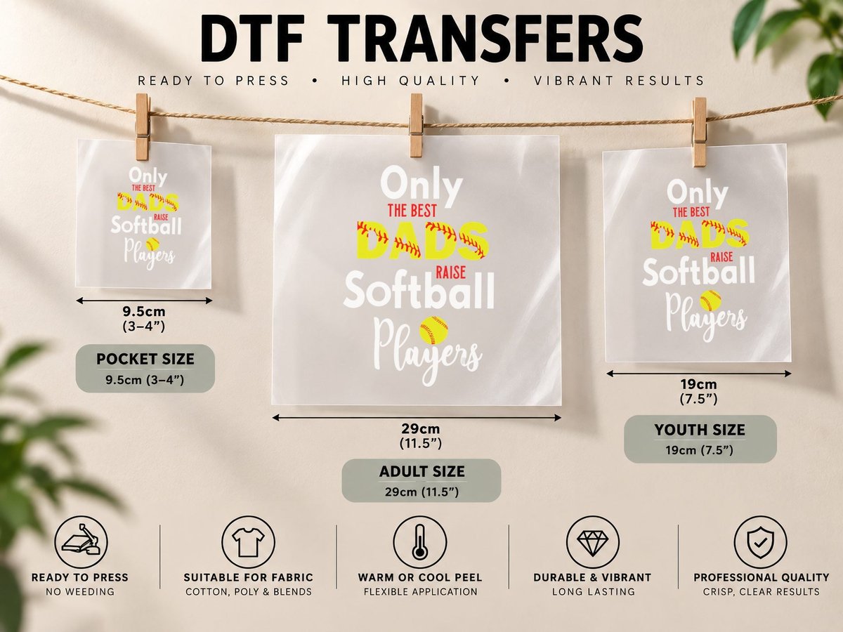 The Best Dads Raise Softball Players Funny Baseball Fan DTF Transfer Iron On