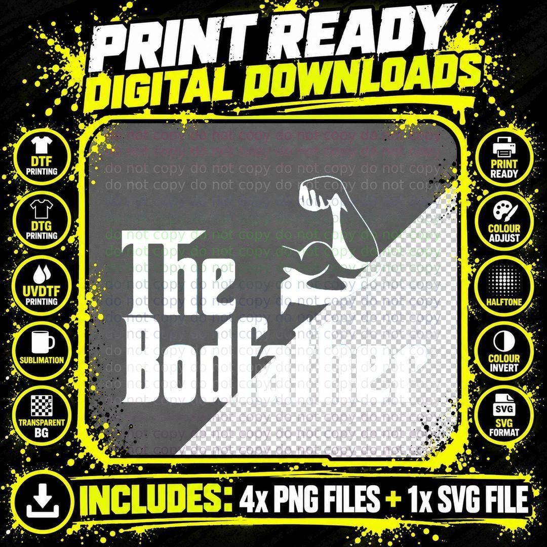 The Bodfather Gym Workout Weightlifting Bodybuilding Png SVG Digital Bundle