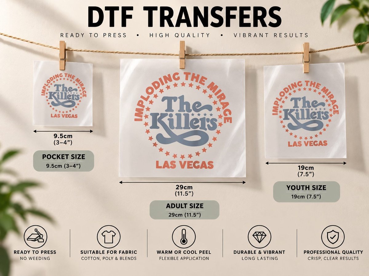 The Killers Official Mirage Las Vegas DTF Transfer Iron On
