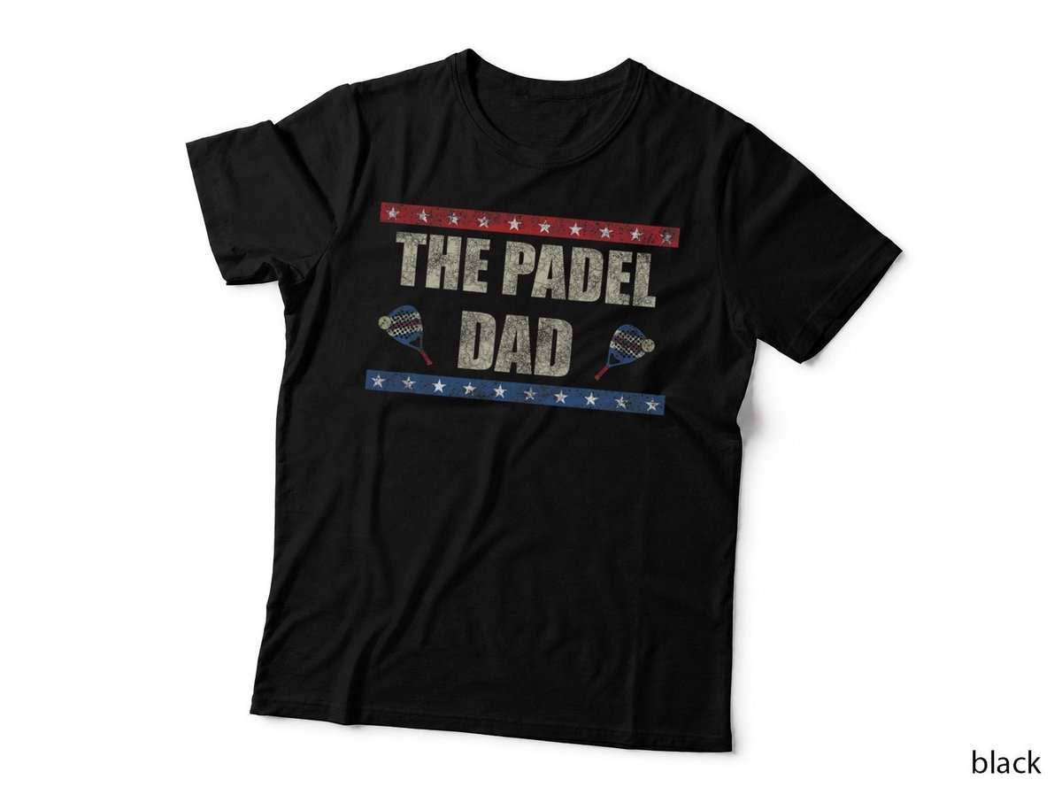 The Padel Dad Paddle Tennis Racket Sport American Flag T-Shirt
