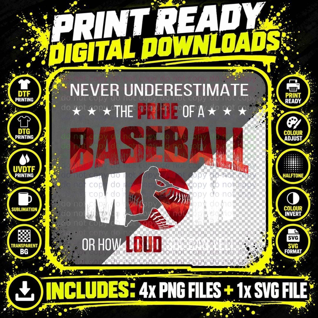 The Pride of a Baseball Mom Shirt, Glove and Cap Png SVG Digital Bundle