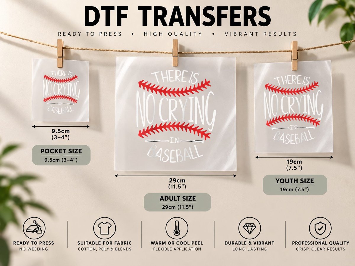 There Is No Crying in Baseball, Softball Baseball Mama DTF Transfer Iron On