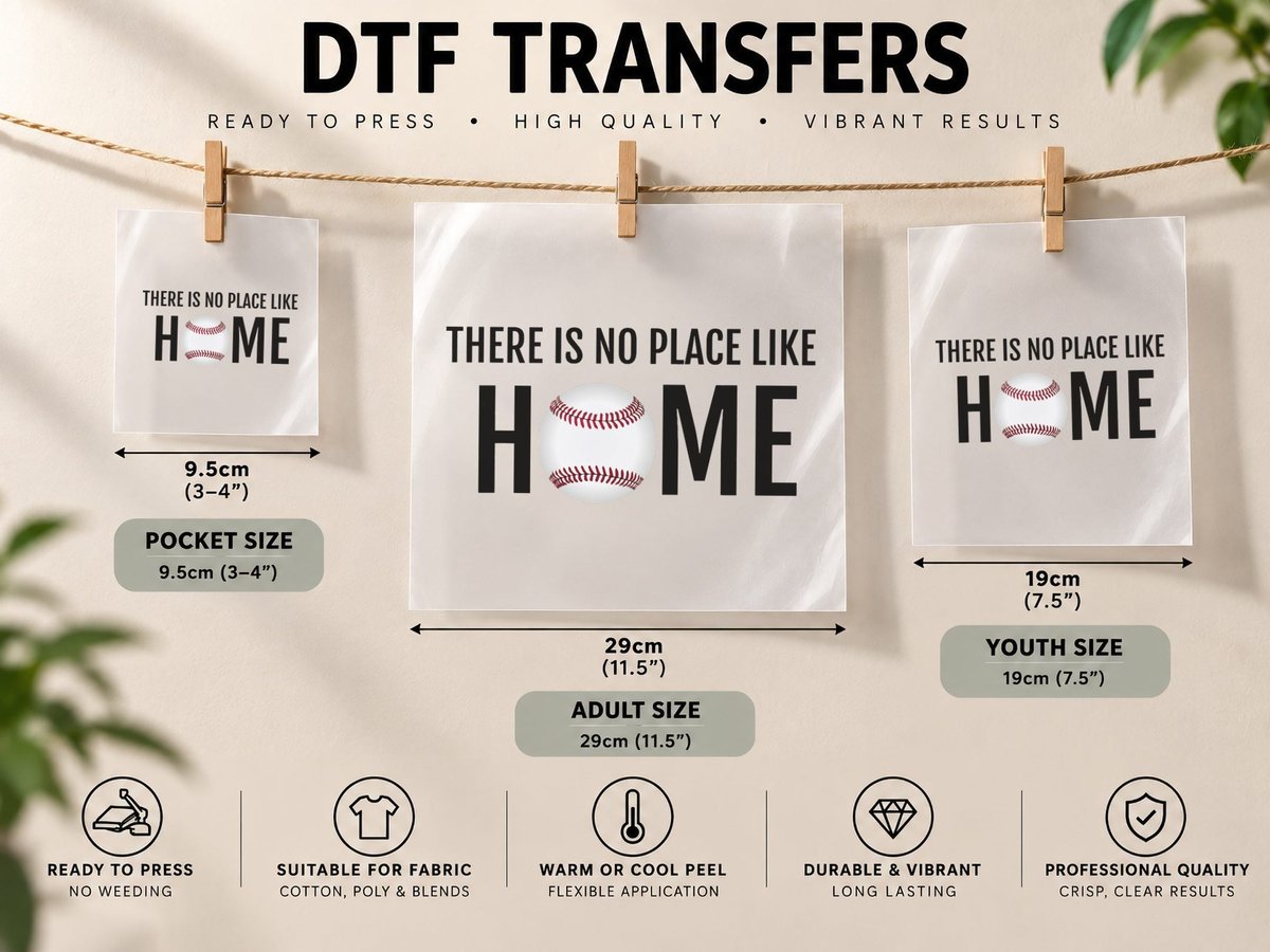 There Is No Place Like Home Baseball Baseball Lovers DTF Transfer Iron On