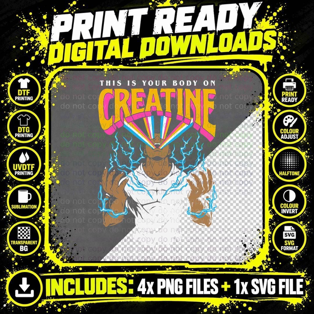 This Is Your Body on Creatine Workout Gym Birthday Gift Png SVG Digital Bundle