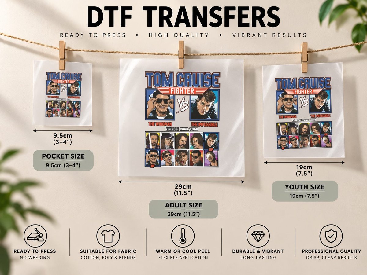 Tom Cruise Fighter - Topgun vs Mission Impossible DTF Transfer Iron On