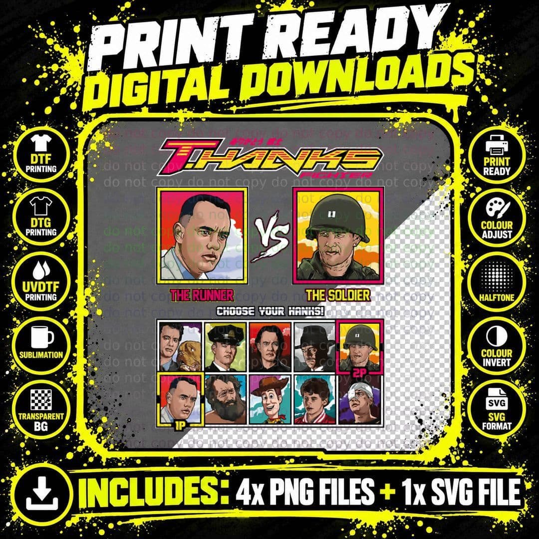 Tom Hanks Fighter T-Shirt Png SVG Digital Bundle