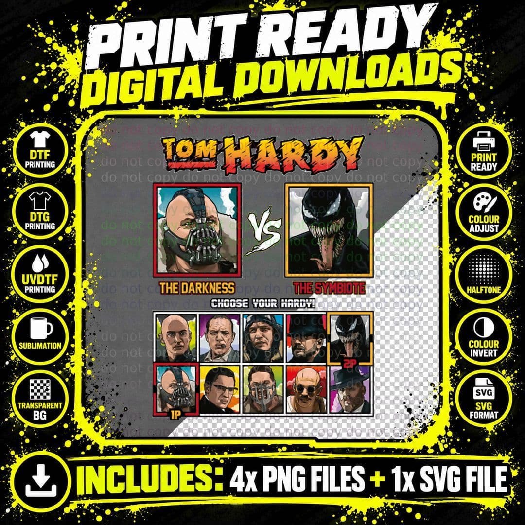 Tom Hardy Fighter T-Shirt Png SVG Digital Bundle