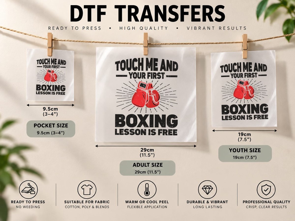 Touch Me and Your First Boxing Lesson Is Free Boxing DTF Transfer Iron On
