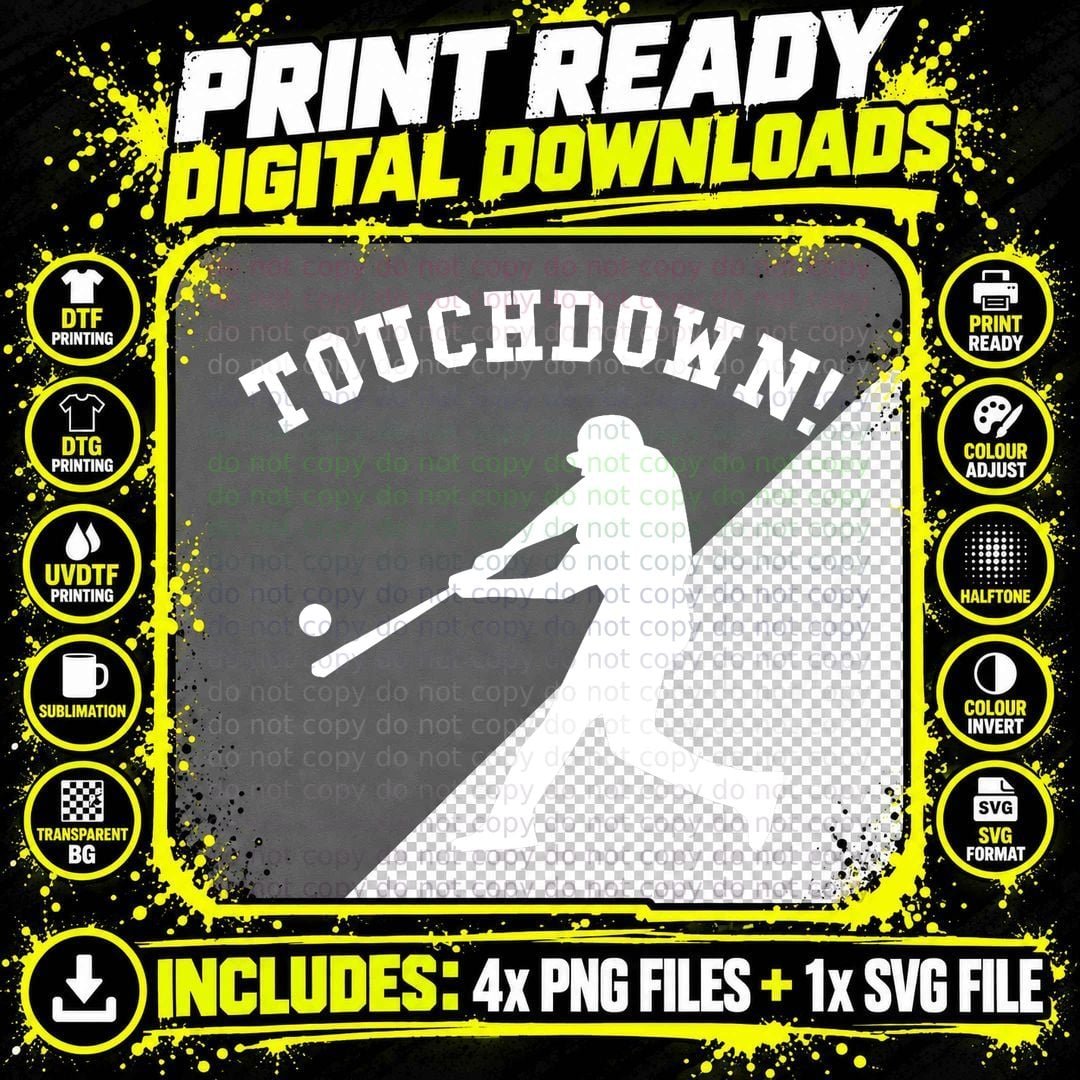Touchdown Baseball Funny Football Sports Humor Joke Png SVG Digital Bundle