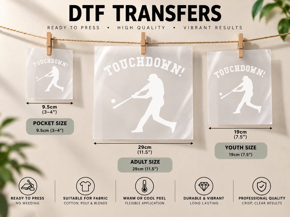Touchdown Baseball Funny Football Sports Humor Joke Vintage DTF Transfer Iron On
