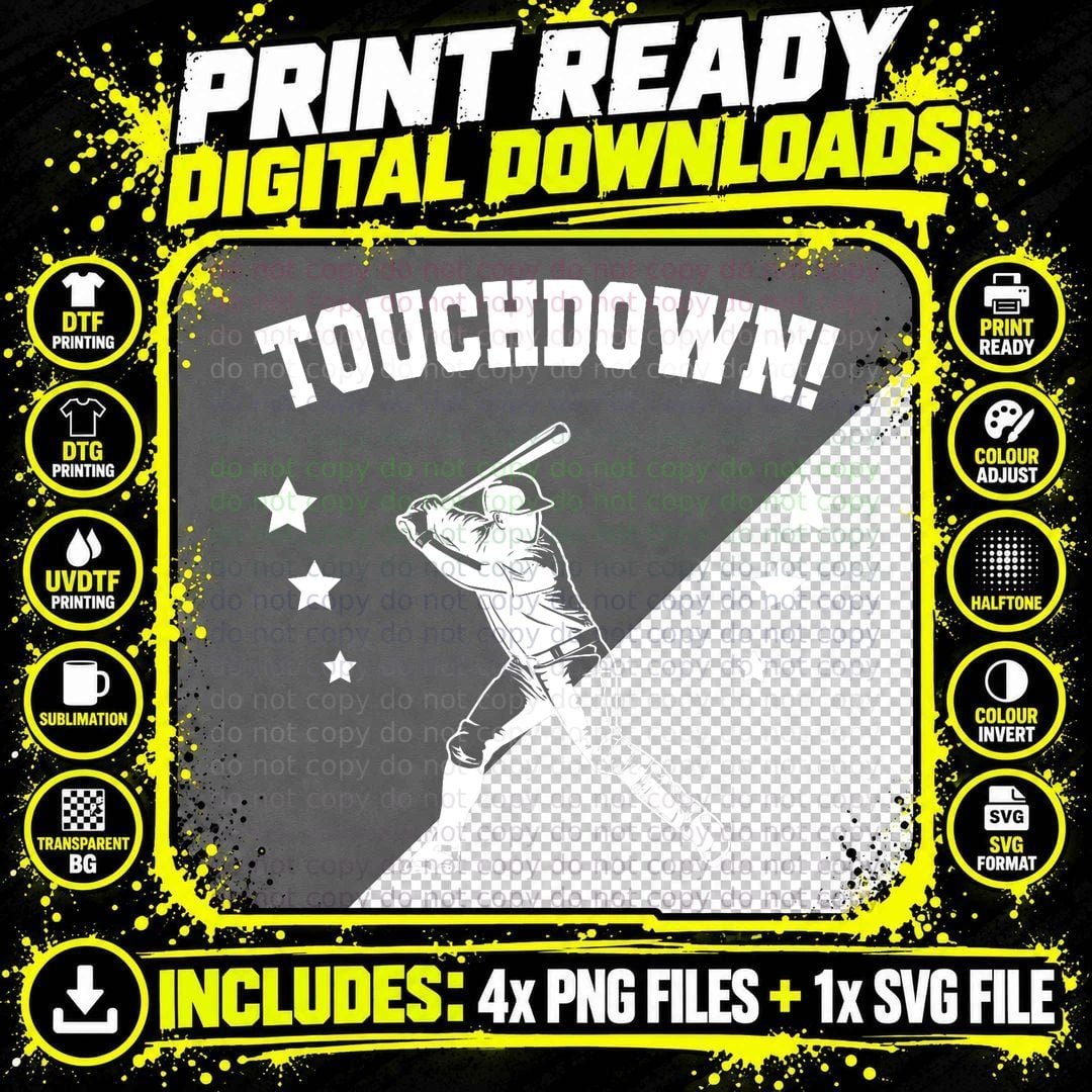 Touchdown Football Baseball Mix Wrong Sports T-Shirt Png SVG Digital Bundle