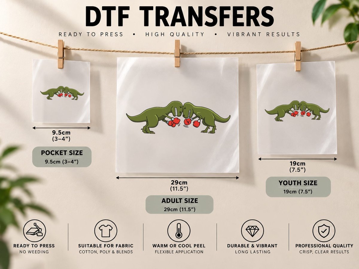 Trex Hates Boxing I Funny Dinosaur Pun DTF Transfer Iron On