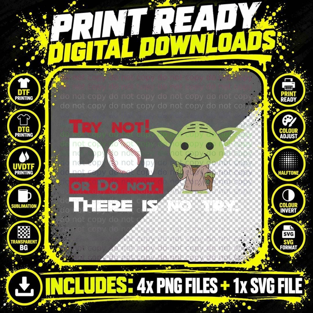 Try Not or Do Not Shirt, Diamond Field, Bat and Ball Png SVG Digital Bundle