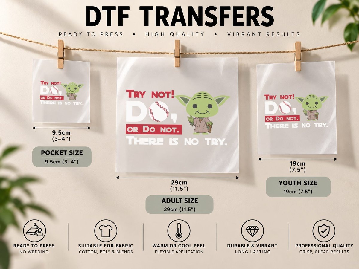Try Not or Do Not, Diamond Field, Bat and Ball, Game Day DTF Transfer Iron On