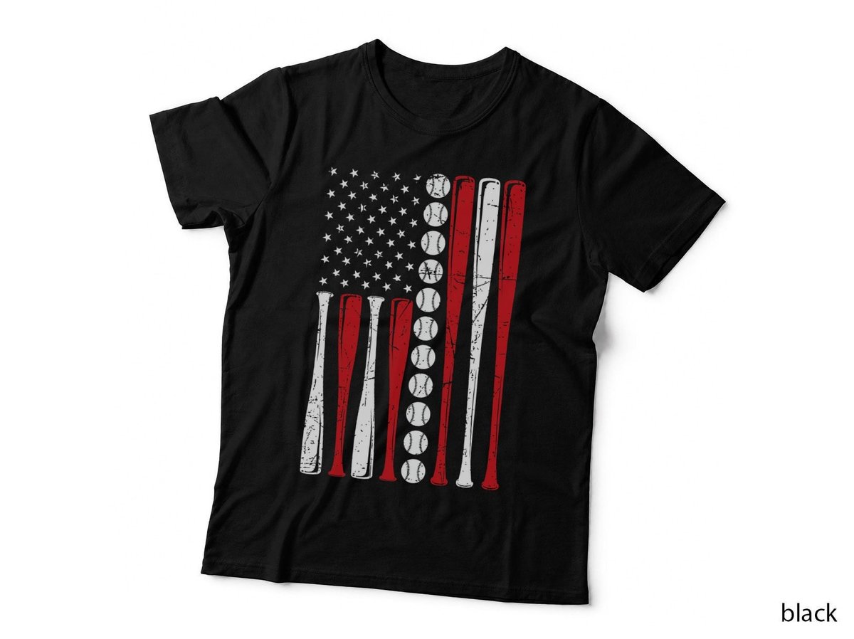 US American Flag Vintage Baseball Flag 4th of July T-Shirt