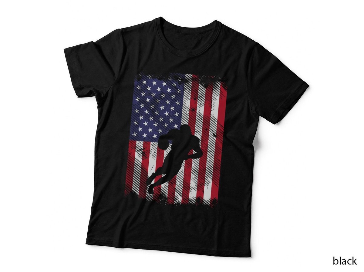 US Flag American Football Player Vintage Patriotic Men Women T-Shirt