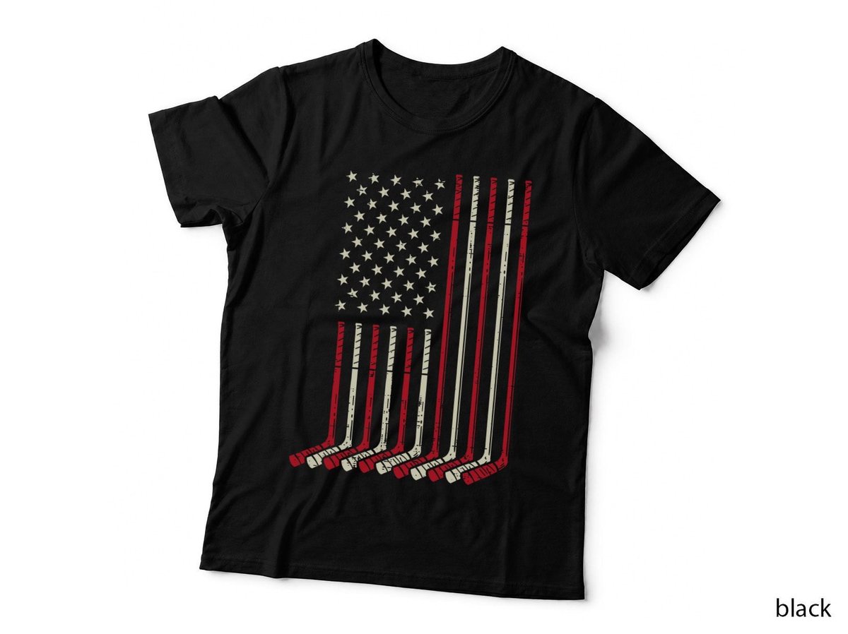 US Flag Ice Hockey Vintage Patriotic Player Men Women Kids T-Shirt