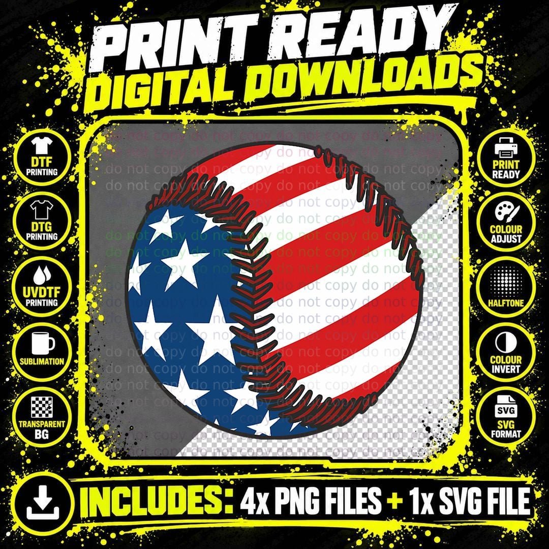 USA Flag Baseball Ball Sport Lover Gifts Idea Unisex Png SVG Digital Bundle