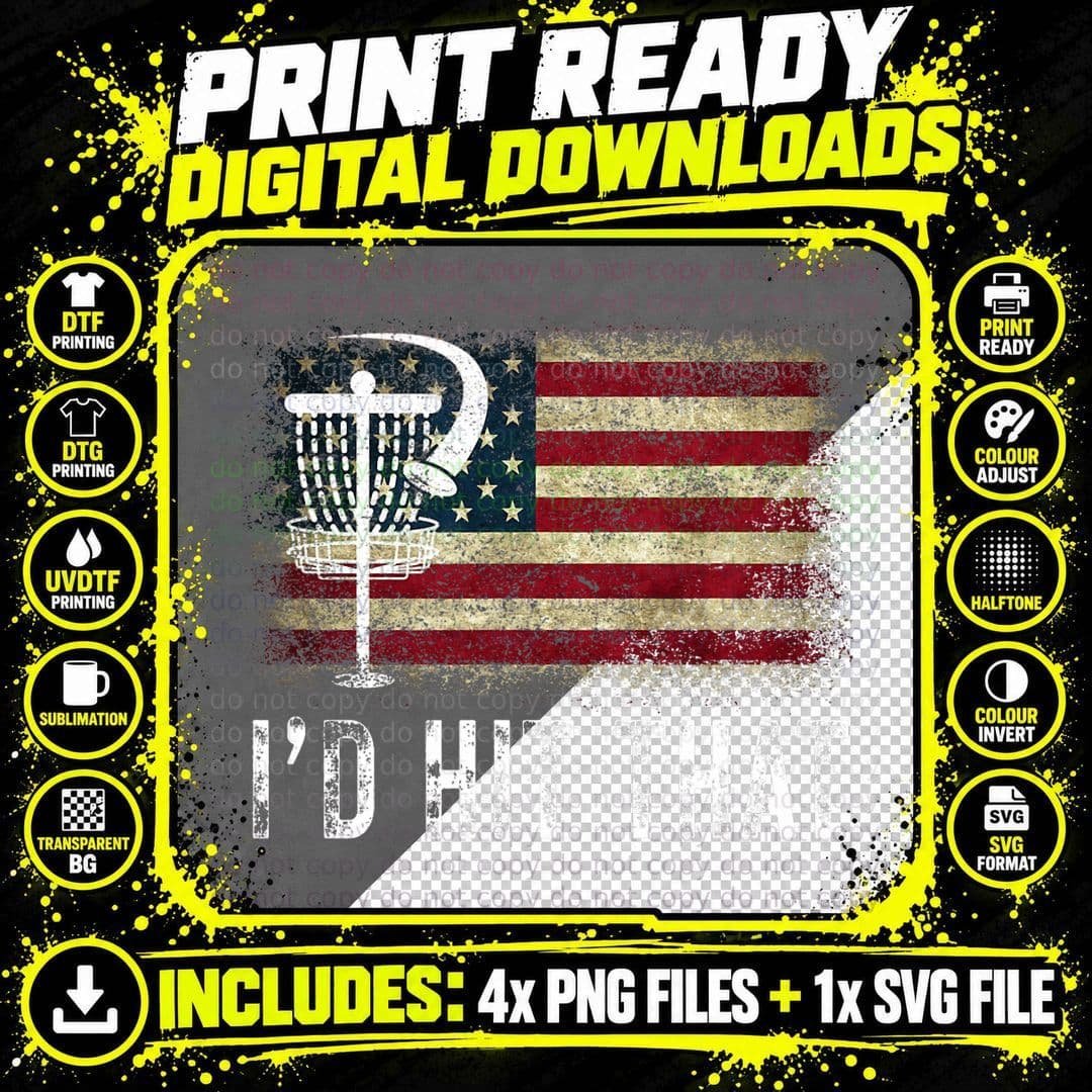 USA Flag Disc Golf Shirt, Frisbee Golf I'd Hit That Png SVG Digital Bundle
