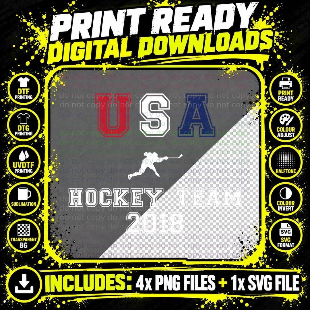 USA Ice Hockey 2018 Winter Ice Sports Hooded Sweatshirt Png SVG Digital Bundle