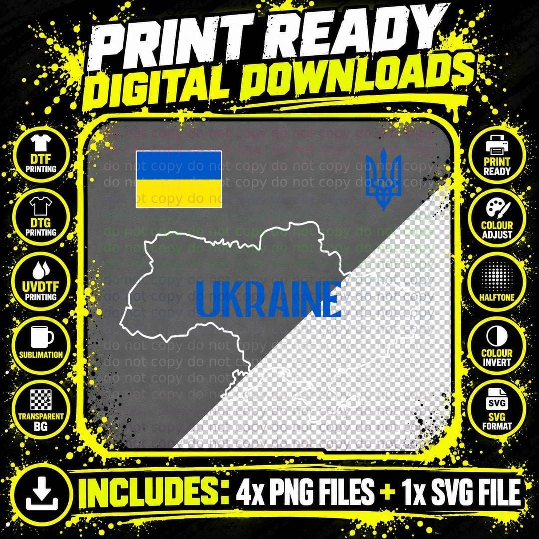 Ukrainian Patriotic Tee Ukraine Flag Png SVG Digital Bundle
