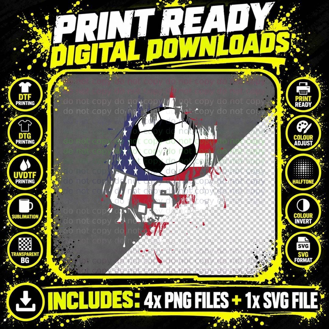 United States Soccer American Football USA Futbol T-Shirt Png SVG Digital Bundle