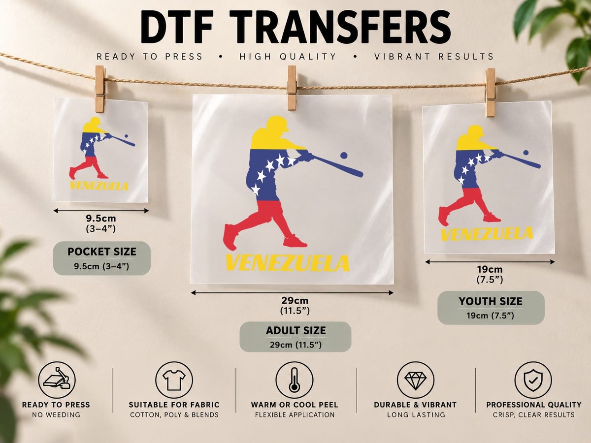 Venezuelan Baseball Player Batter National Team Flag Gift DTF Transfer Iron On