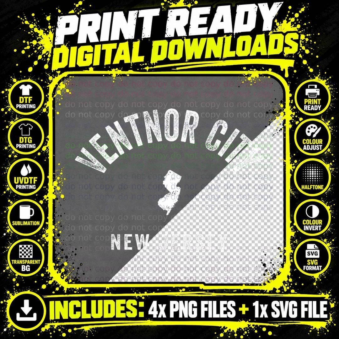 Ventnor City New Jersey NJ Vintage 70s Athletic Sports Png SVG Digital Bundle