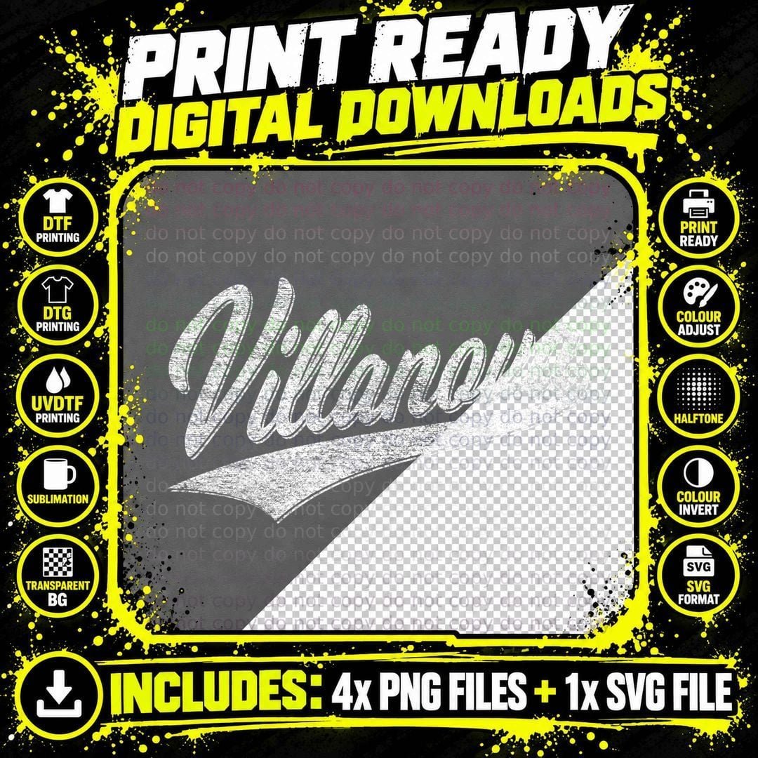 Villanova Pennsylvania FLAG Sports Baseball Script Png SVG Digital Bundle