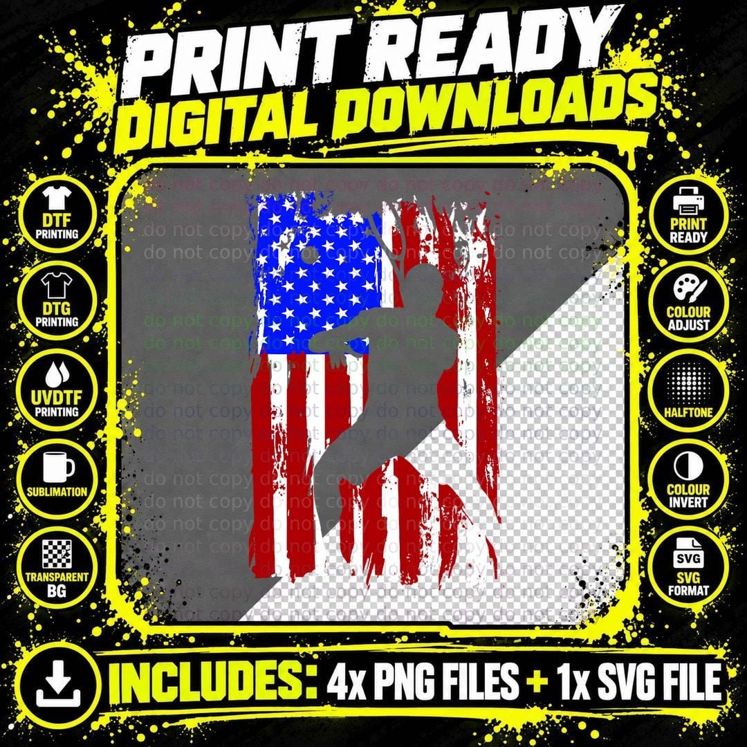 Vintage American Flag Tennis T-Shirt Png SVG Digital Bundle