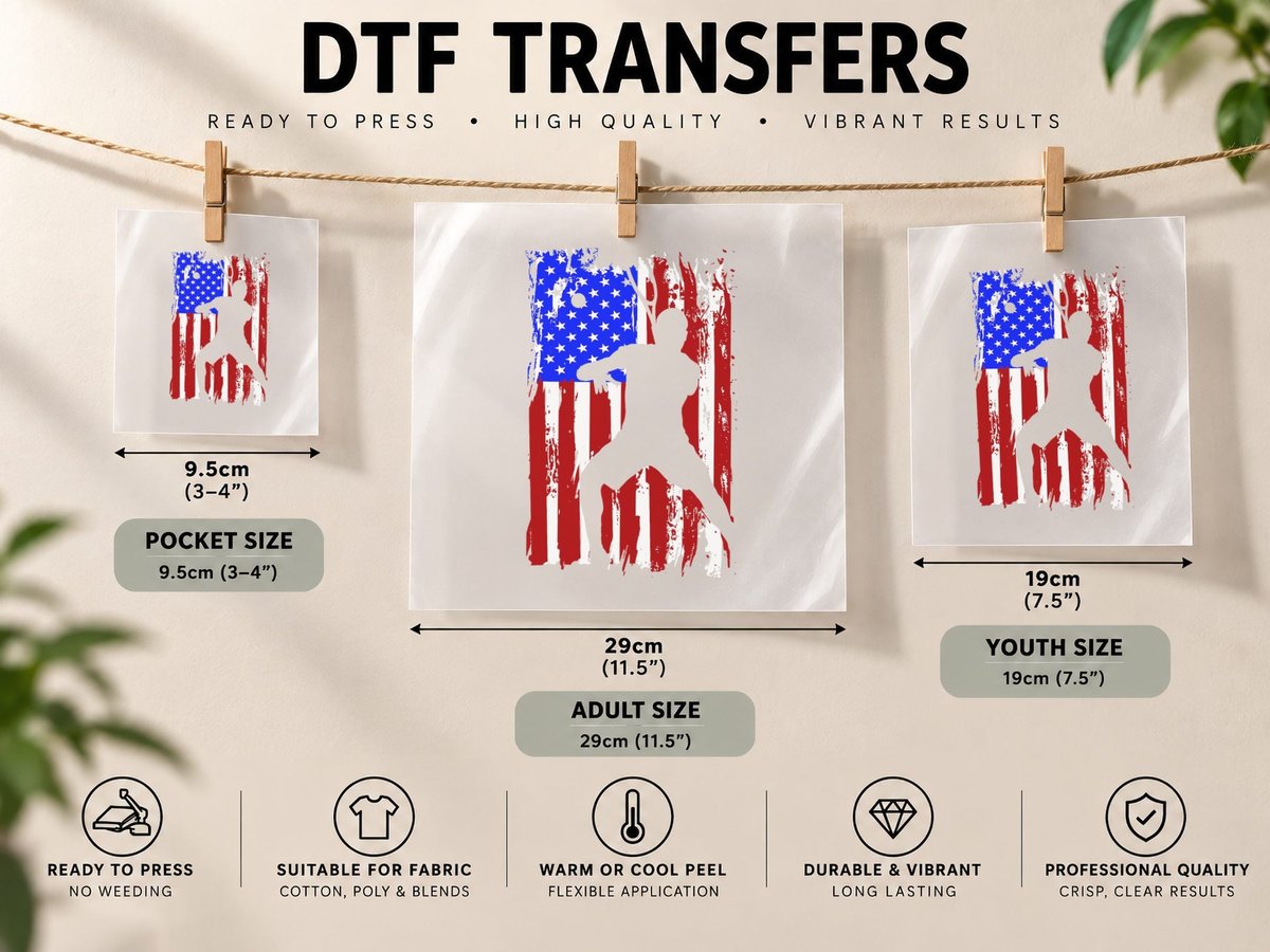 Vintage American Flag Tennis DTF Transfer Iron On