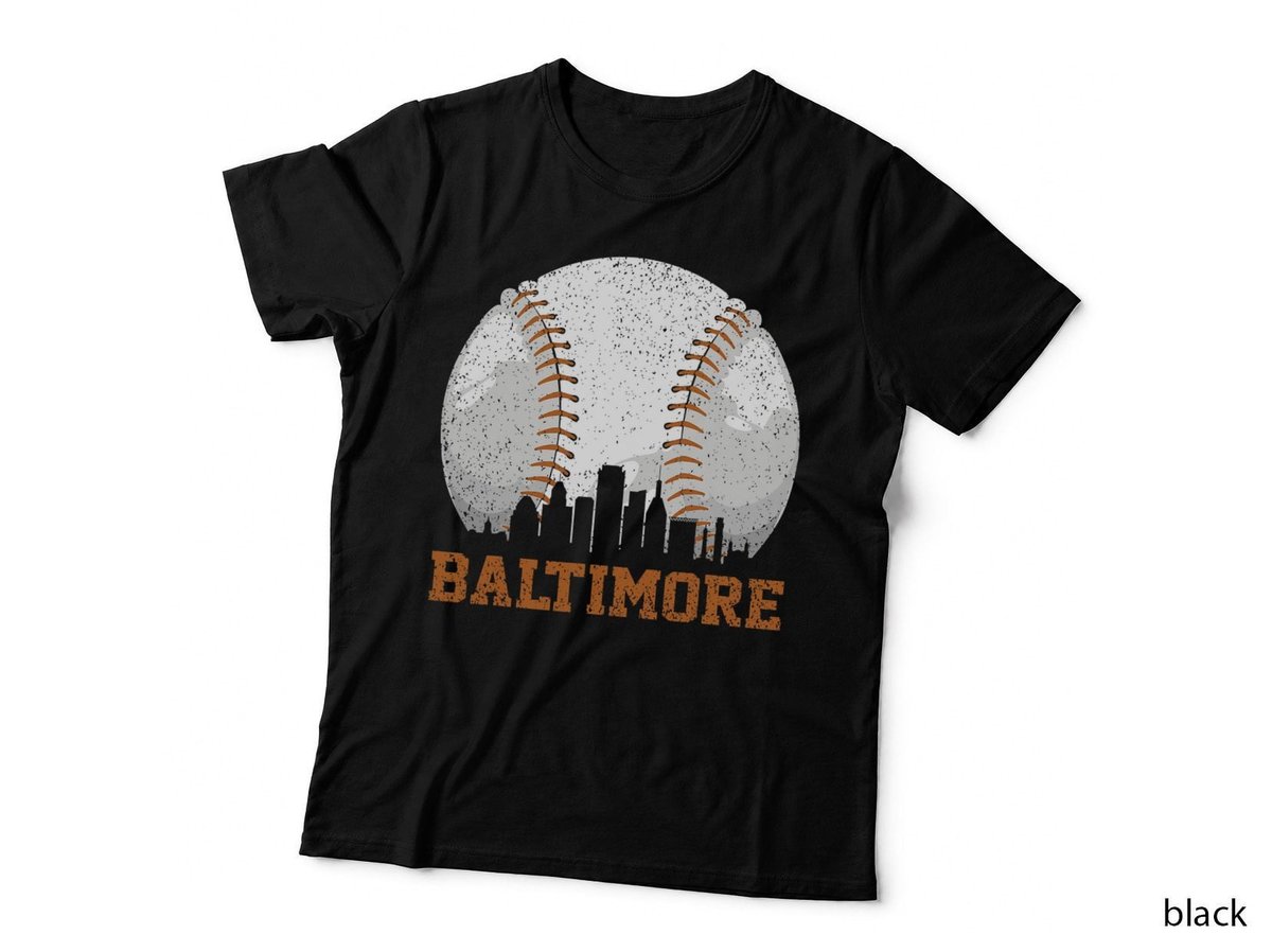 Vintage Baltimore Cityscape Baseball Lover Player and Fans T-Shirt