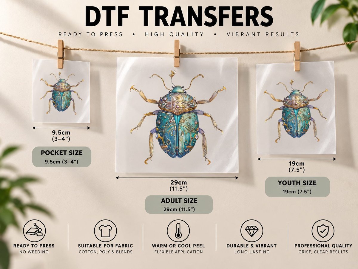 Vintage Beetles Bugs Insect Cute Beetles Bug Catcher DTF Transfer Iron On