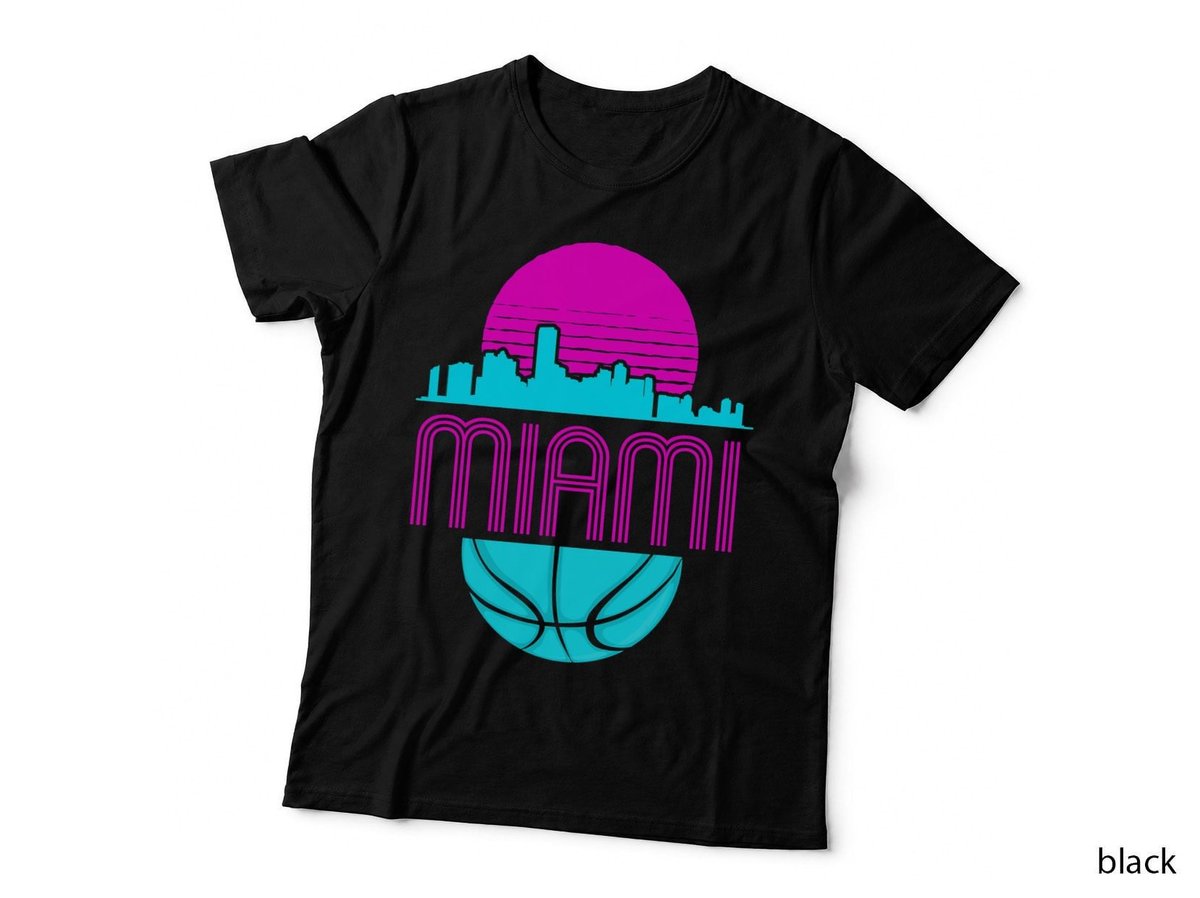 Vintage Miami Florida Cityscape Retro Basketball T-Shirt Copy
