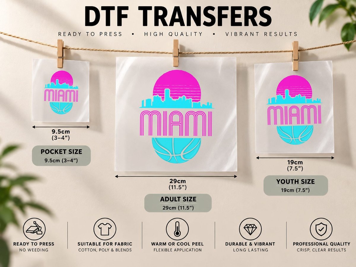 Vintage Miami Florida Cityscape Retro Basketball Copy DTF Transfer Iron On